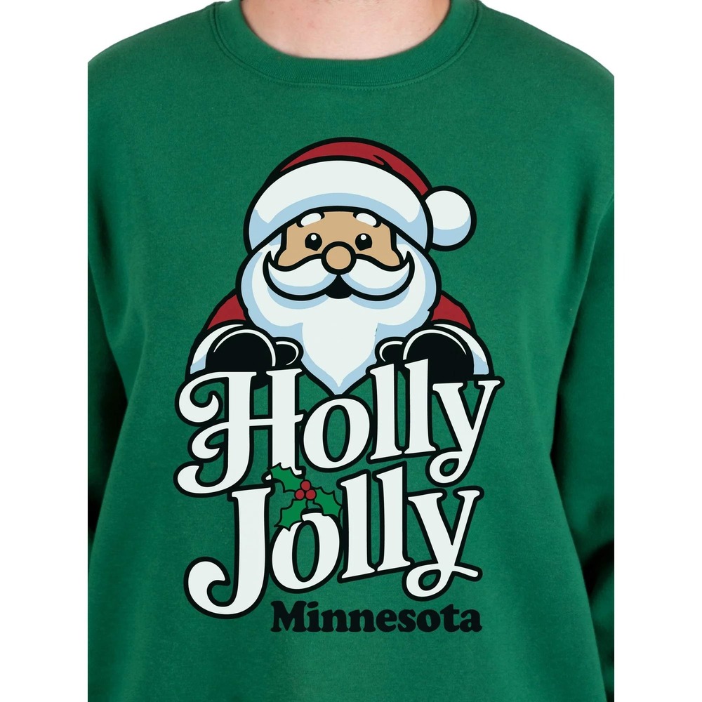 Minnesota Holly Jolly Santa‎ Sweatshirt Mens Sz M Green Fleece Christmas Top NWT